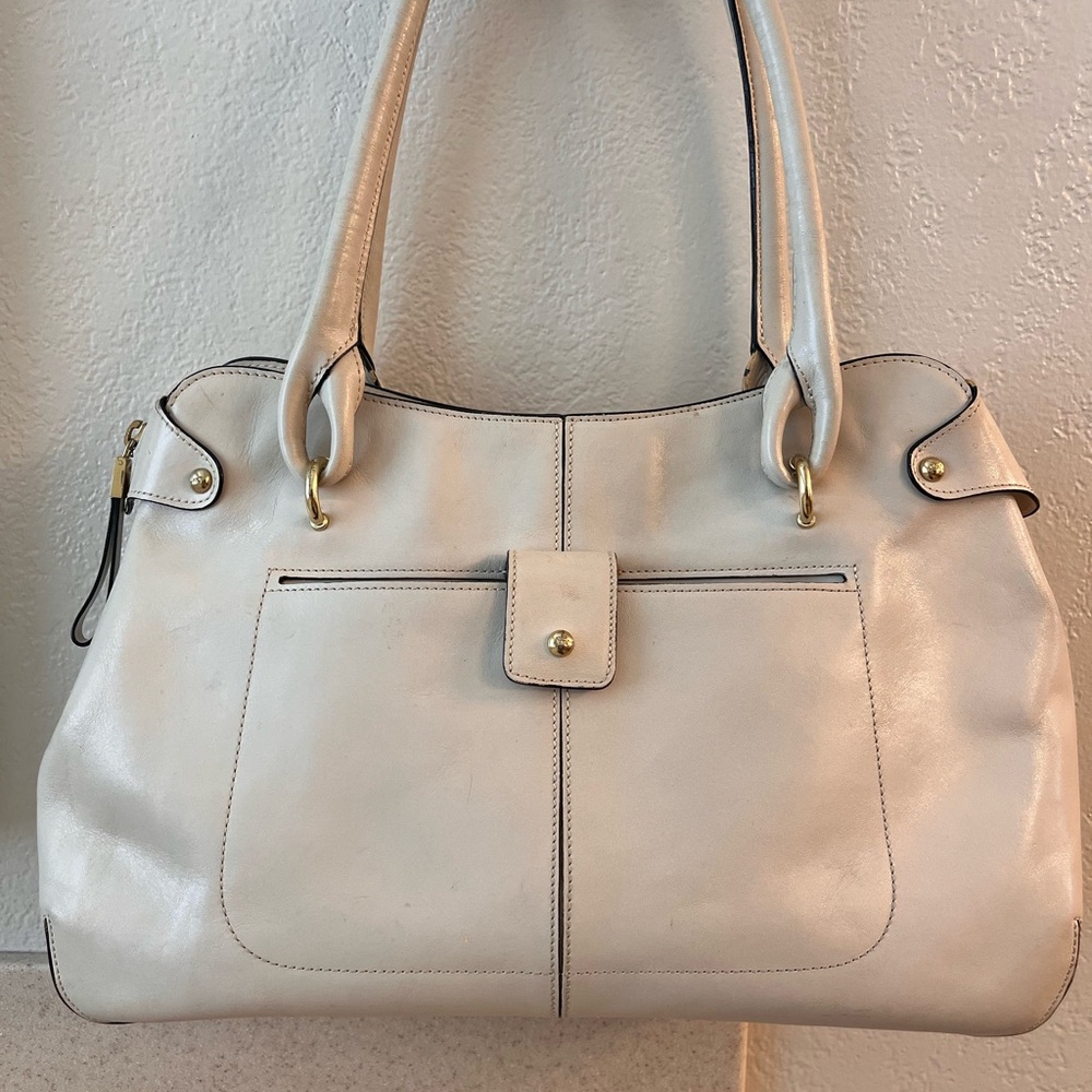 Monsac Cream and Gold Shoulder Bag with Textured Elegance